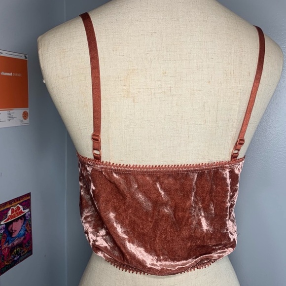 Crushed Velvet top lace trim Bow Accent coquette Women’s Cami Crop Top - Picture 5 of 5